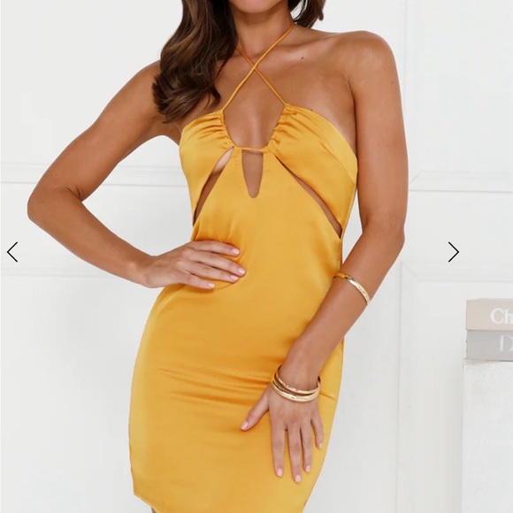 Orange Satin Mini Dress - Hello Molly NWT - Picture 4 of 8